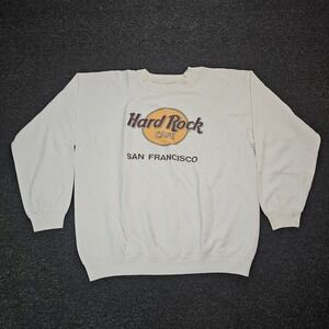 Vintage Hard Rock Cafe San Francisco Sweatshirt XL Hanes Made USA White Crewneck